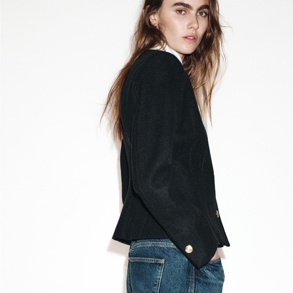 ZARA Black Button-Up Women's Jacket Blazer - Picture 4 of 5